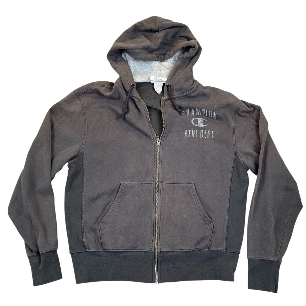 Champion Mens Hoodie Sweatshirt Medium Full Zip Activewear Classic Pockets Gray